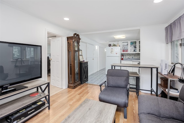 112 Middle Island Blvd, Middle Island, NY 11953 - living area featuring light wood-style flooring and recessed lighting
