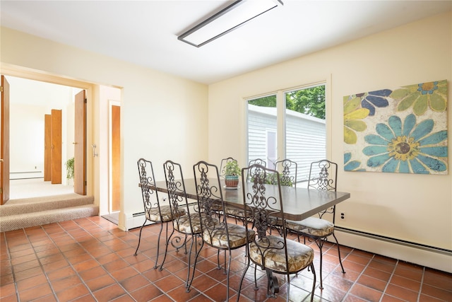6 Bay View Dr, Hampton Bays, NY 11946 - tiled dining room featuring a baseboard heating unit