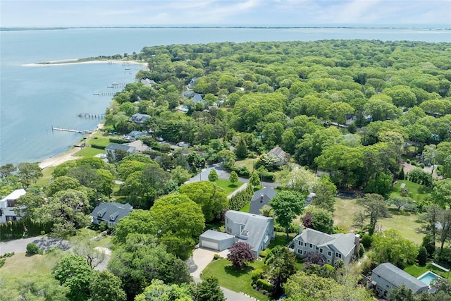 6 Bay View Dr, Hampton Bays, NY 11946 - aerial perspective of suburban area featuring a large body of water