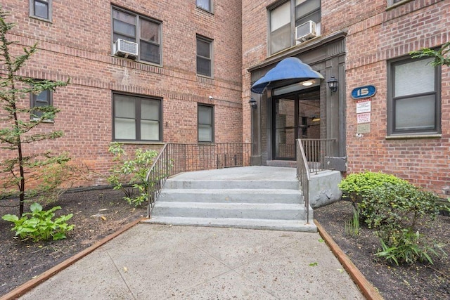 15 Oliver St Unit 3C, Brooklyn, NY 11209 - doorway to property with brick siding and cooling unit