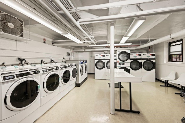 15 Oliver St Unit 3C, Brooklyn, NY 11209 - shared laundry room with washer and dryer and stacked washing machine and dryer