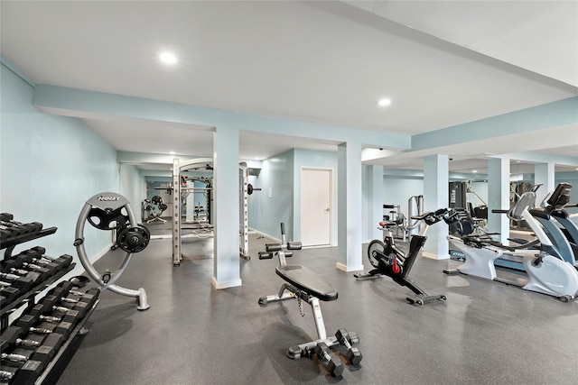 82U Glen Keith Rd Unit 82U, Glen Cove, NY 11542 - gym with baseboards and recessed lighting