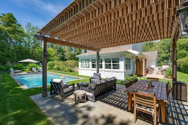 2 Longview Rd, Southampton, NY 11968 - view of patio / terrace featuring a deck, an outdoor living space, and outdoor dining area