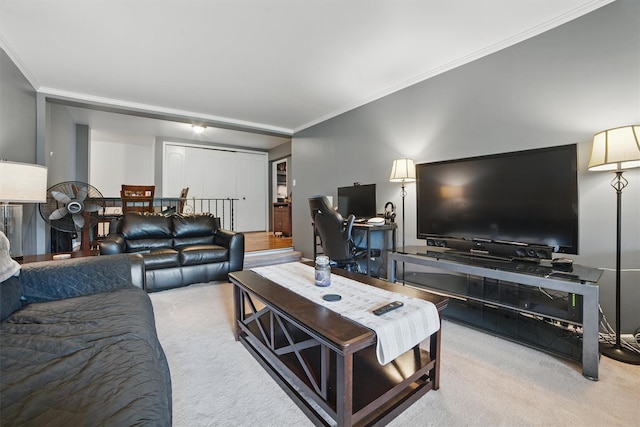 60 Barker St Unit 417, Mount Kisco, NY 10549 - carpeted living area with crown molding and a desk
