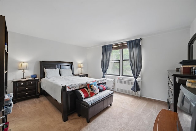 60 Barker St Unit 417, Mount Kisco, NY 10549 - bedroom featuring radiator heating unit and light carpet