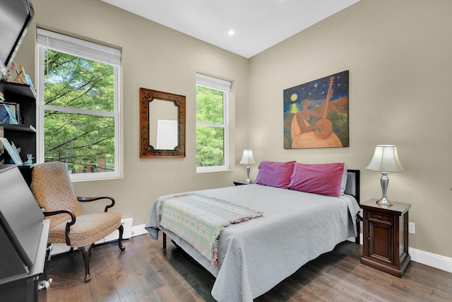 459 Vanderbilt Ave, Brooklyn, NY 11238 - bedroom with baseboards, dark wood finished floors, and recessed lighting