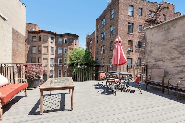 459 Vanderbilt Ave, Brooklyn, NY 11238 - wooden terrace with outdoor dining space