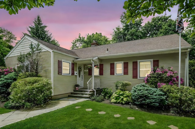 114 Longview Ave, White Plains, NY 10605 - ranch-style home with a chimney and a lawn
