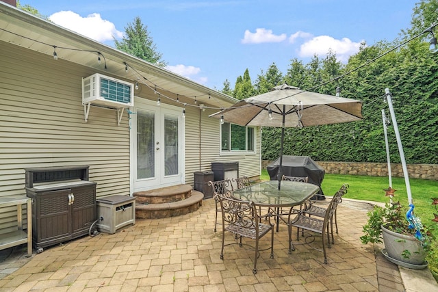 114 Longview Ave, White Plains, NY 10605 - view of patio featuring french doors, outdoor dining space, and grilling area