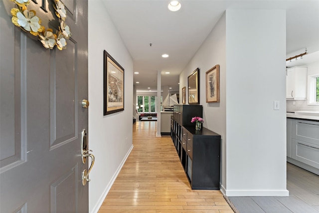 41 Boulder Ridge Rd, Scarsdale, NY 10583 - foyer with light wood-type flooring, recessed lighting, and baseboards