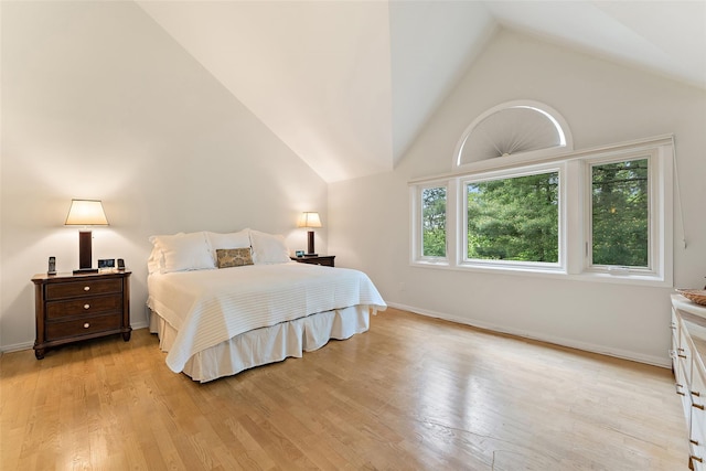 41 Boulder Ridge Rd, Scarsdale, NY 10583 - bedroom with vaulted ceiling, multiple windows, light wood-type flooring, and baseboards