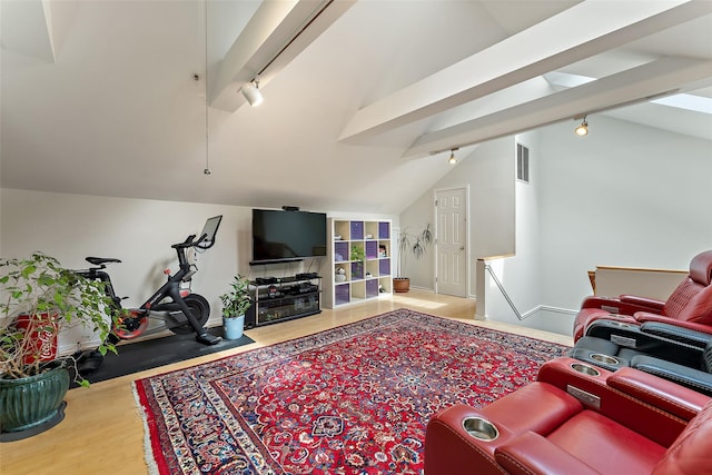 41 Boulder Ridge Rd, Scarsdale, NY 10583 - living area with track lighting, wood finished floors, and baseboards