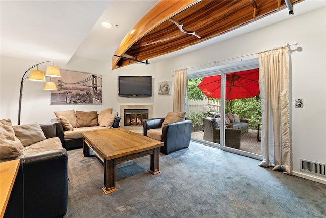 41 Boulder Ridge Rd, Scarsdale, NY 10583 - living room with carpet and a glass covered fireplace