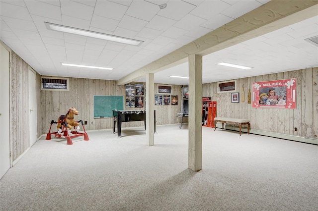 77 Barry Ln, Syosset, NY 11791 - finished below grade area featuring carpet floors and wood walls