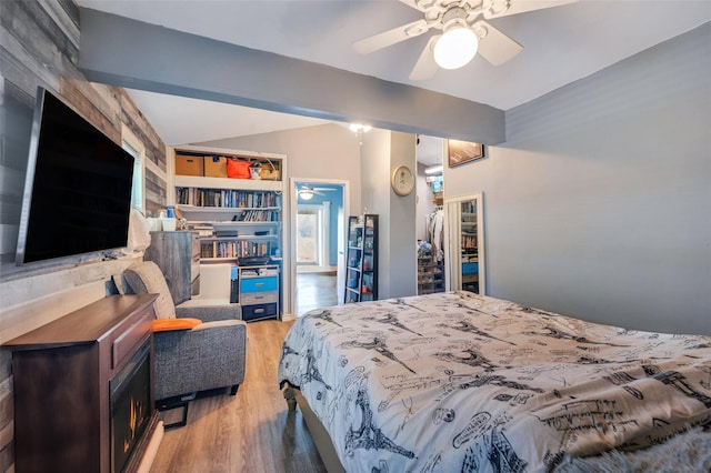 24 Raynor St, West Babylon, NY 11704 - bedroom with lofted ceiling, wood finished floors, and ceiling fan