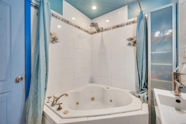 24 Raynor St, West Babylon, NY 11704 - full bathroom featuring a combined bath / shower with jetted tub and a sink