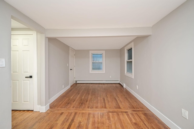 12 Barberry Ln, Middle Island, NY 11953 - unfurnished room with a baseboard radiator, light wood finished floors, and baseboards