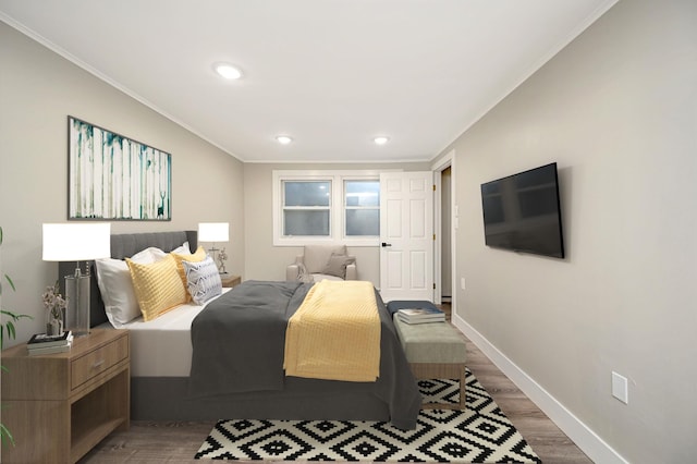 12 Barberry Ln, Middle Island, NY 11953 - bedroom with ornamental molding, wood finished floors, baseboards, and recessed lighting