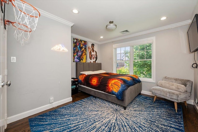 14 Pond Park Rd, Great Neck, NY 11023 - bedroom with wood finished floors, baseboards, crown molding, and recessed lighting