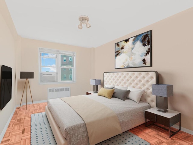 5550 Fieldston Rd Unit 8D, Bronx, NY 10471 - bedroom with radiator, baseboards, and cooling unit