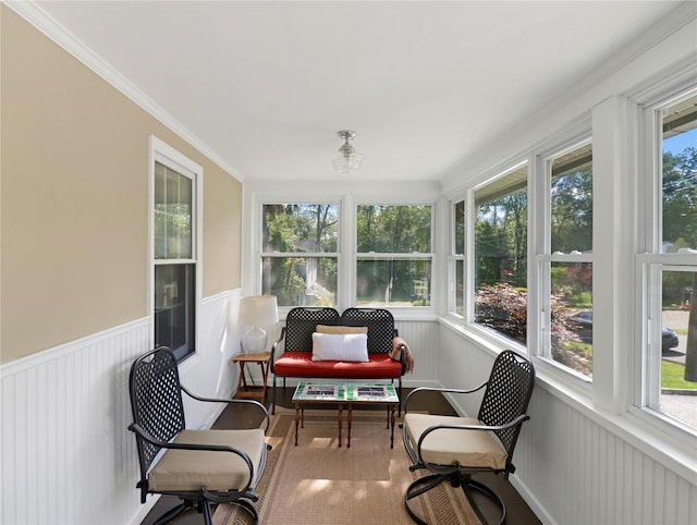 26 Van Nostrand Pl, Nanuet, NY 10954 - sunroom / solarium featuring a wainscoted wall and crown molding