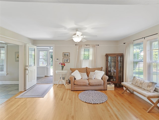 26 Van Nostrand Pl, Nanuet, NY 10954 - living area featuring wood finished floors, baseboards, and ceiling fan