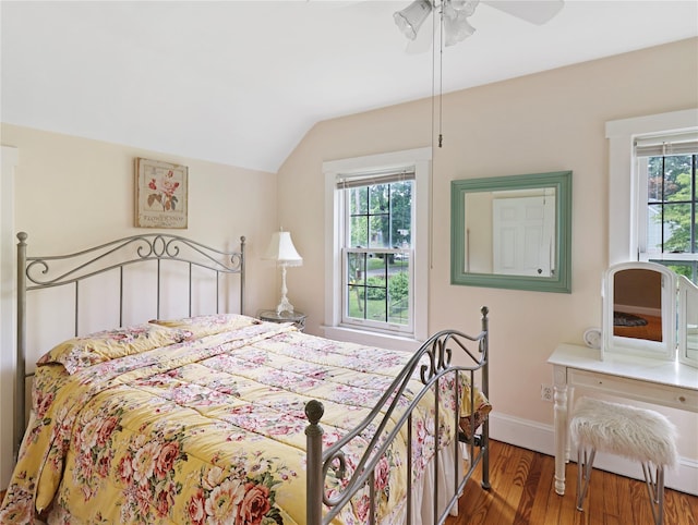 26 Van Nostrand Pl, Nanuet, NY 10954 - bedroom with vaulted ceiling, wood finished floors, baseboards, and ceiling fan