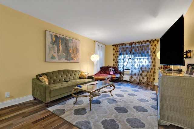 150 W End Ave Unit 1J, Brooklyn, NY 11235 - living area with wood finished floors, baseboards, and radiator