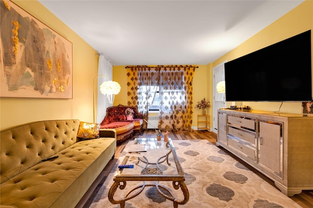 150 W End Ave Unit 1J, Brooklyn, NY 11235 - living room with wood finished floors and radiator heating unit