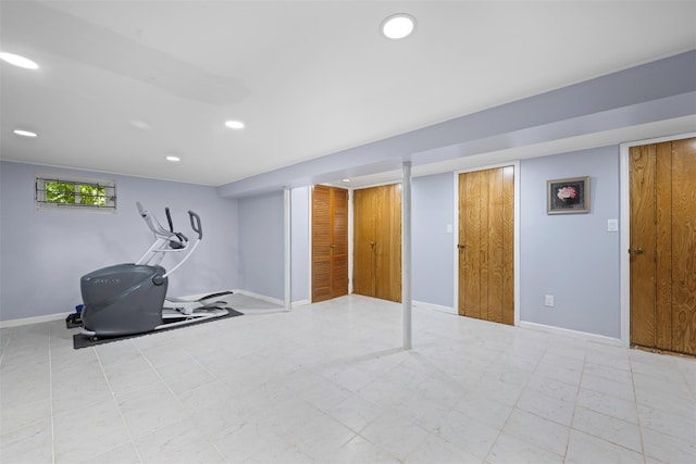 613 Gary Pl, Westbury, NY 11590 - exercise area featuring recessed lighting and baseboards