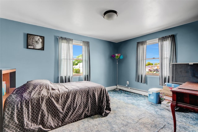 674 Shore Rd, Lindenhurst, NY 11757 - bedroom with a baseboard radiator, carpet, and baseboards