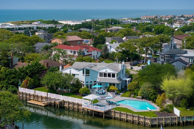 1416 Bay Blvd, Atlantic Beach, NY 11509 - aerial perspective of suburban area featuring a large body of water