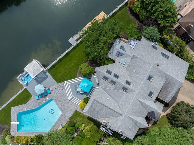 1416 Bay Blvd, Atlantic Beach, NY 11509 - aerial view of property and surrounding area featuring a pool
