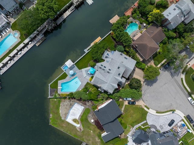 1416 Bay Blvd, Atlantic Beach, NY 11509 - aerial overview of property's location featuring a pool