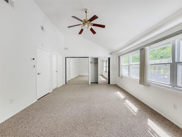 203 Dover Grn, Staten Island, NY 10312 - unfurnished bedroom featuring vaulted ceiling, light colored carpet, baseboards, and a ceiling fan
