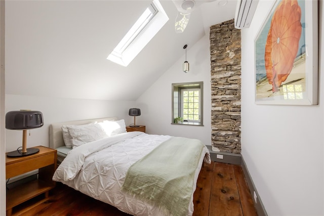 26 Roberson Ave, Pine Bush, NY 12566 - bedroom with hardwood / wood-style flooring, a skylight, and vaulted ceiling