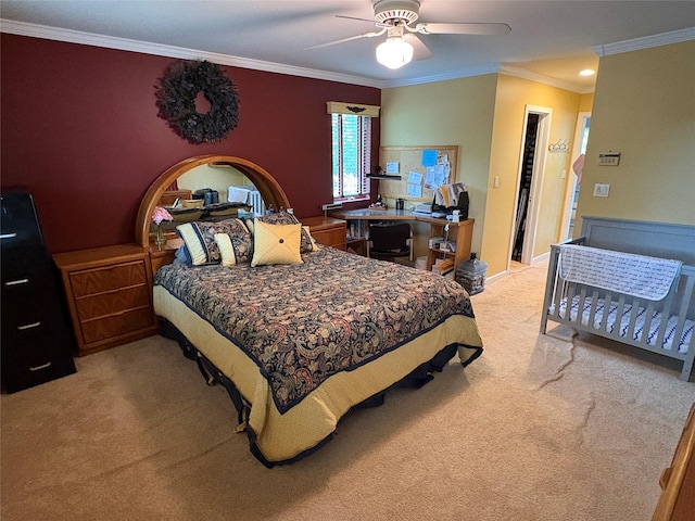 8 Sachs St, Bay Shore, NY 11706 - carpeted bedroom featuring ornamental molding, a ceiling fan, and recessed lighting