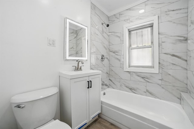 4163 Laconia Ave, Bronx, NY 10466 - full bath featuring vanity, toilet, bathtub / shower combination, and crown molding