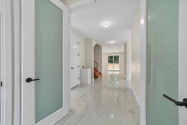 42 Greycourt Rd, Chester, NY 10918 - hallway with marble tiled floors, baseboards, and stairs