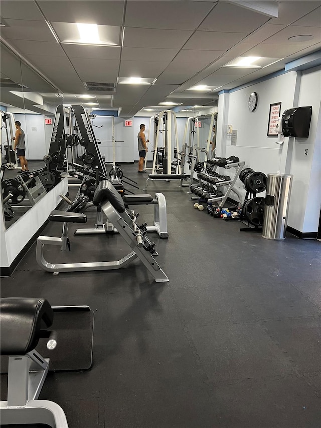 2 Bay Club Dr Unit 4Z2, Bayside, NY 11360 - gym featuring a paneled ceiling