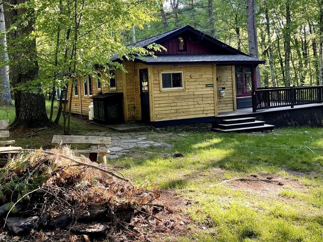 3 Perry Rd, Barryville, NY 12719 - back of house featuring a deck and a lawn