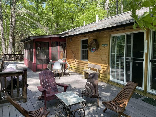 3 Perry Rd, Barryville, NY 12719 - deck featuring a sunroom