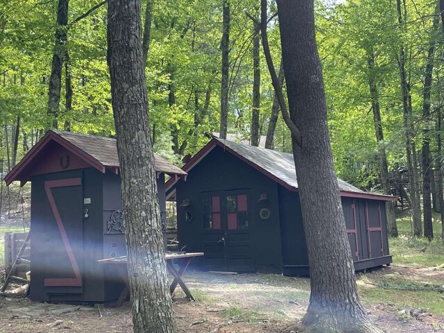 3 Perry Rd, Barryville, NY 12719 - view of outdoor structure featuring a wooded view