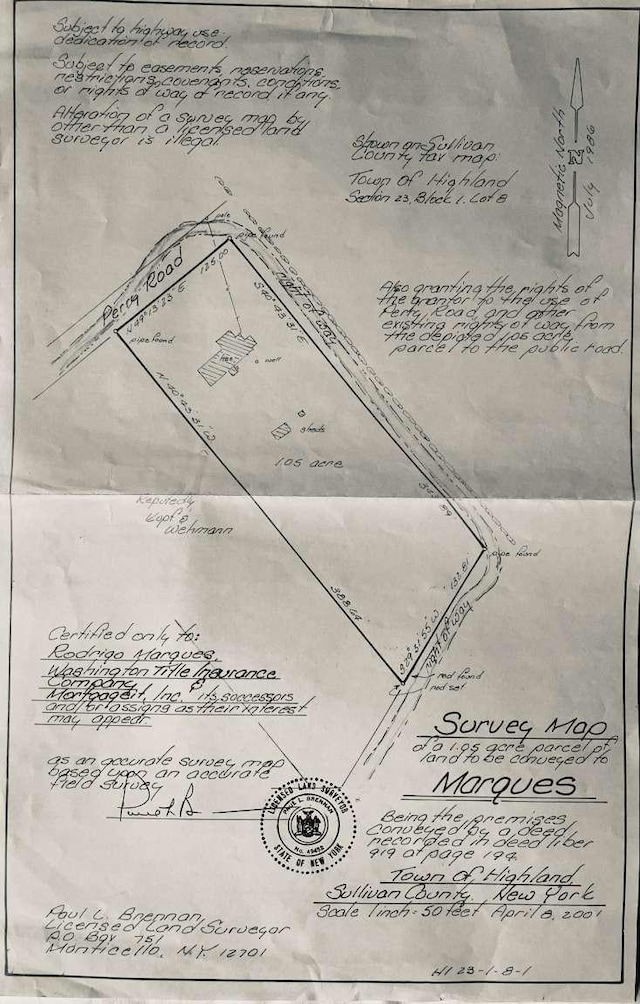 3 Perry Rd, Barryville, NY 12719 - survey map / technical document