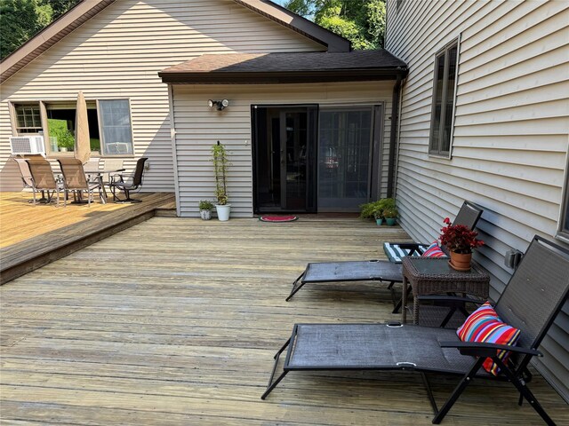 459 Illington Rd, Ossining, NY 10562 - wooden deck featuring outdoor dining space and cooling unit