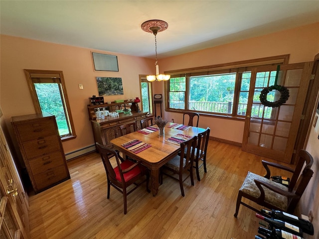 459 Illington Rd, Ossining, NY 10562 - dining room with a baseboard radiator, light wood-style flooring, and baseboards