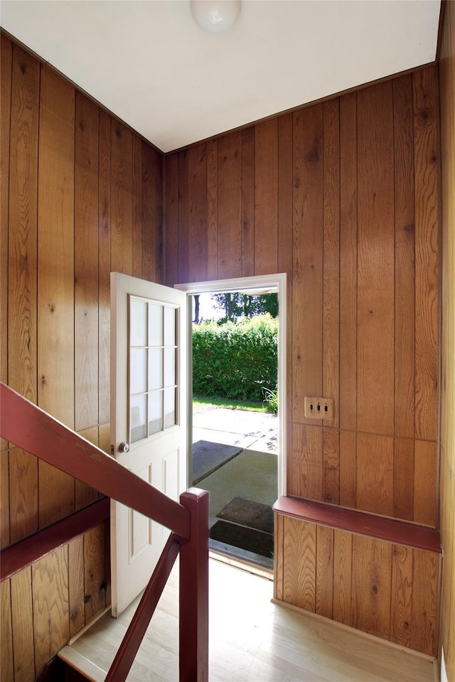 21 Rita Cres, Commack, NY 11725 - doorway to outside featuring wooden walls