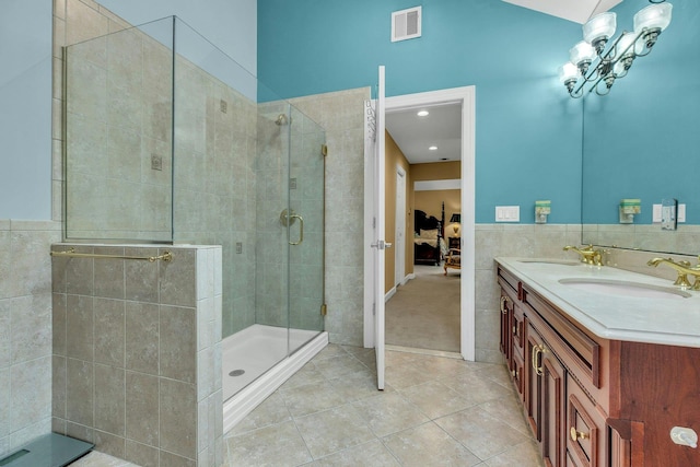 6 Esteves Ct, Melville, NY 11747 - bathroom with connected bathroom, tile patterned flooring, a stall shower, and double vanity