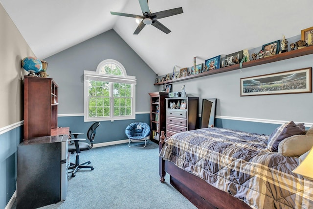 6 Esteves Ct, Melville, NY 11747 - carpeted bedroom with vaulted ceiling, ceiling fan, an office area, and baseboards