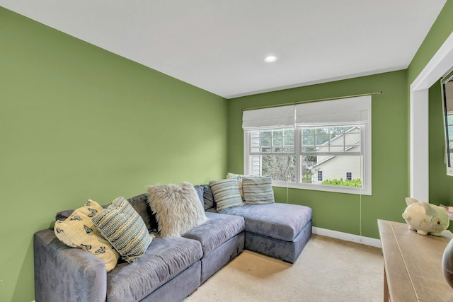 6 Esteves Ct, Melville, NY 11747 - living room featuring carpet floors, baseboards, and recessed lighting